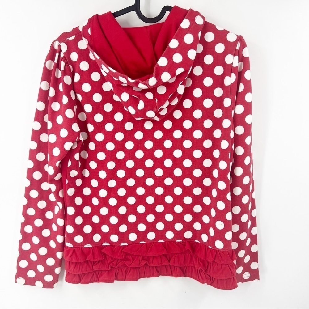 ✅ Disney Cruise Lines Girls Minnie Mouse Red White Polka Dot Hoodie Jacket LARGE - Picture 3 of 7